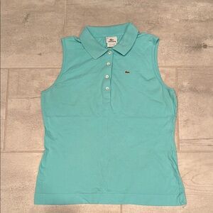 Lacoste teal Green Sleeveless Fitted Polo Shirt